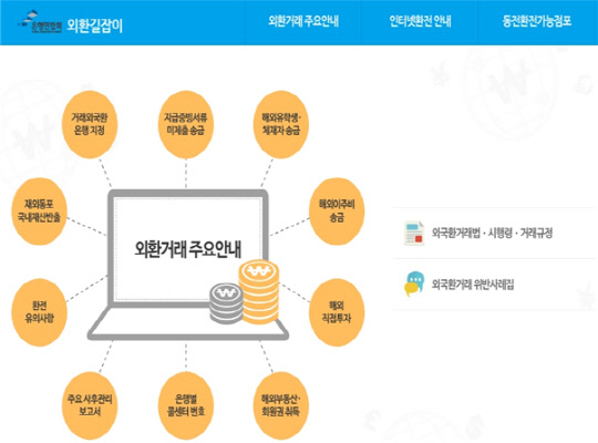 외환길잡이 홈페이지 초기화면. 금융감독원 제공